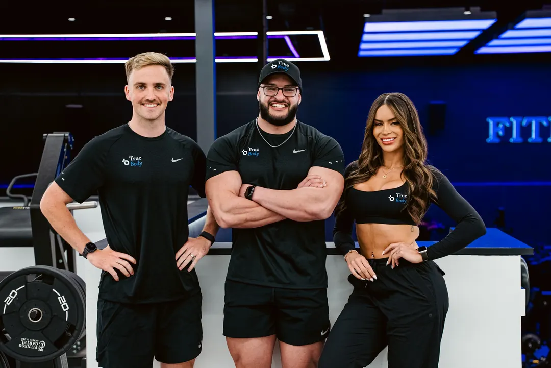 True Body coaches Kieron Craig, Brody Ringvall and Bruna Tavares at Fitness Cartel Osborne Park.